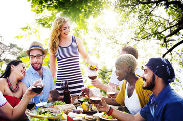 Diverse People Friends Hanging Out Drinking Concept