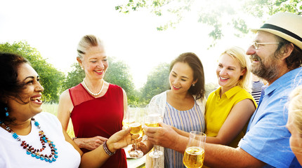Diverse People Outdoors Hanging out Concept