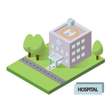 isometric hospital building icon