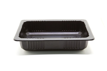 Black Plastic food container on white background