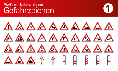 StVO Verkehrszeichen Gefahrenzeichen Auto PKW LKW © sunt
