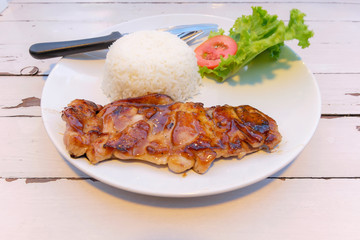 Chicken steak with black pepper on a plate