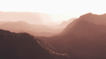 Fototapeta premium Sunrise over a mountainous landscape