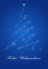 Abstrakter Weihnachtsbaum aus Sternen mit Hintergrund in blau