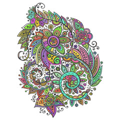 Traditional vector oriental floral colorful ornament with a lot