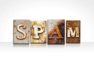 Spam Letterpress Concept Isolated on White