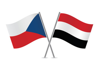 Yemen and Czech Republic flags. Vector illustration.