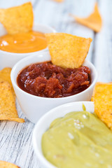 Three different nacho dips