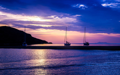 White yachts in the bay of Athens, Greece.