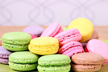sweet colorful macaroons close up