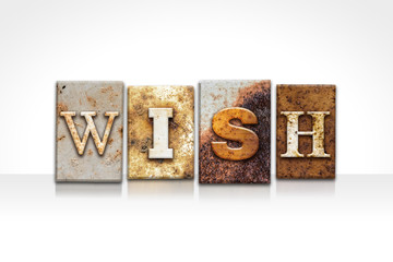 Wish Letterpress Concept Isolated on White