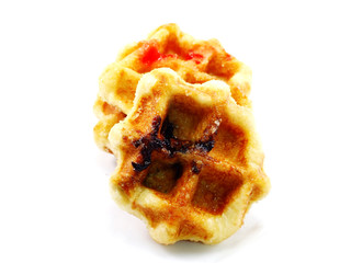 sweet waffles isolated on white background