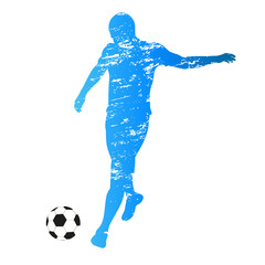 Scratched vector silhouette of soccer player