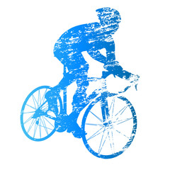 Scratched vector silhouette of road cyclist