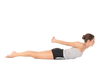 Fototapeta na wymiar Young woman training yoga