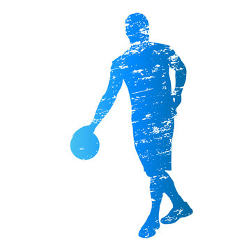 Scratched vector silhouette of basketball player