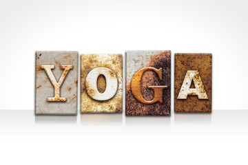 Yoga Letterpress Concept Isolated on White
