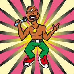 Hip hop black man with microphone