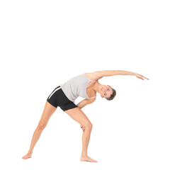 Young woman training yoga