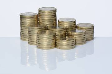 Monedas de euro apiladas