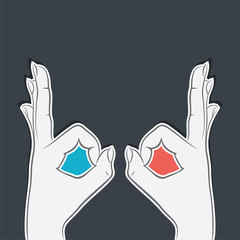 creative finger make eye shape design