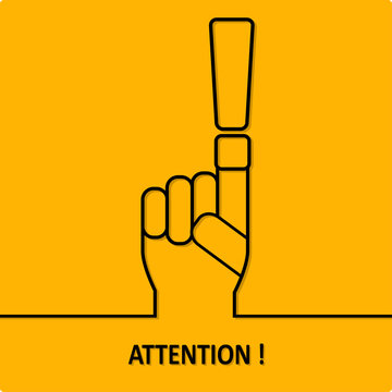Attention sign icon. Hazard warning symbol in yellow background. Vector illustration.