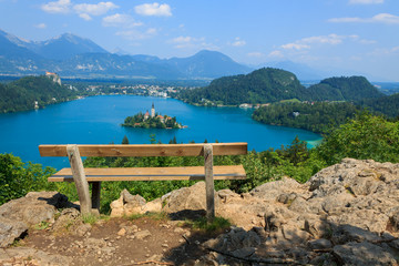 Naklejka na ściany i meble Lake Bled and the island with the church summer