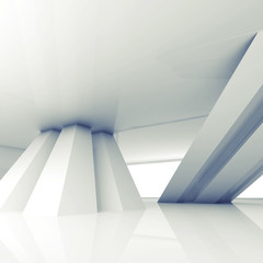 Abstract empty interior with inclined columns 3d