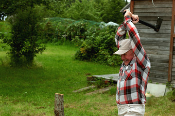man chopping wood