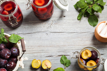 Homemade plum compote