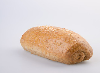 bread, homemade whole wheat bread on a white background