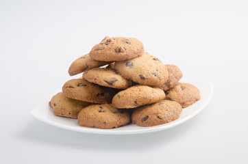 Chocolate Chip Cookies Isolated On White Background