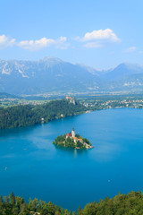 Obraz premium Lake Bled and the island with the church summer
