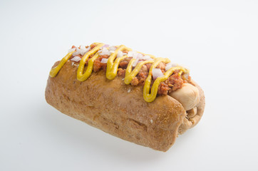 Hot dog on the white background