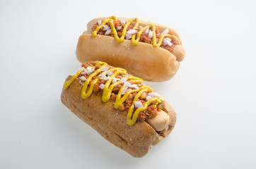 Hot dog on the white background