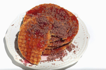 crunchy wafer chocolate syrup