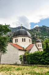 Fototapeta na wymiar View on Church in Kotor fortress