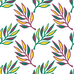 Floral seamless pattern.Hand drawn texture with leaf. Green leaves vector background seamless.
