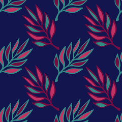 Floral seamless pattern .Hand drawn texture with leaf. Colorful leaves vector