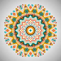 Ornamental round geometric pattern in aztec style