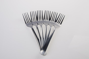 fork, silver fork on white background