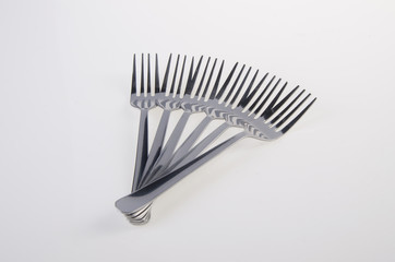 fork, silver fork on white background