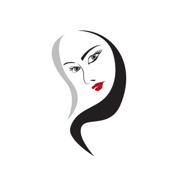 woman face vector element drawing for design
