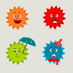 four sun in emoticon of season