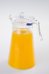 Orange juice in jar. on background