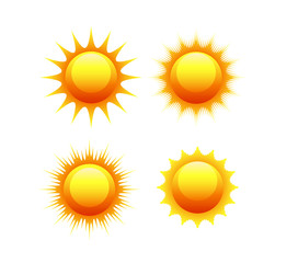 sun icon set vector orange and yellow sun symbols