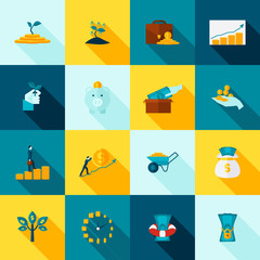 Investment Long Shadows Icon Set