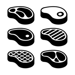 Steak Icons Set. Vector