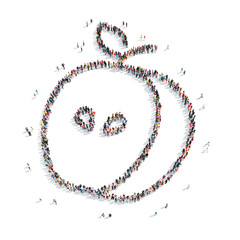 people in the shape of an apple