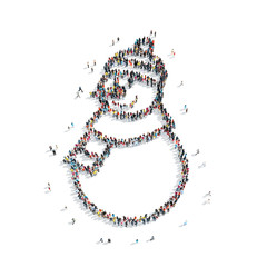 people in the shape of a snowman, christmas